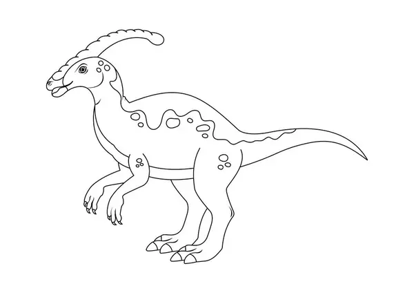 黑白相间的抛物面龙卡通形象矢量 爬行动物恐龙的着色页 — 图库矢量图片