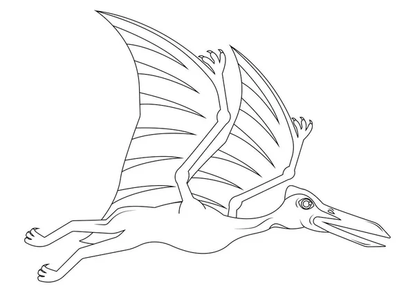 Fekete Fehér Quetzalcoatlus Dinoszaurusz Rajzfilm Karakter Vektor Quetzalcoatlus Dinoszaurusz Színező — Stock Vector