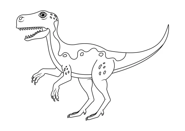 Zwarte Witte Raptor Dinosaurus Stripfiguur Vector Kleurplaten Van Een Raptor — Stockvector