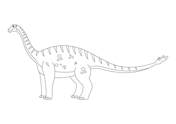 Shunosaurus Dinosaur Cartoon Character Vector Inglés Página Para Colorear Dinosaurio — Vector de stock