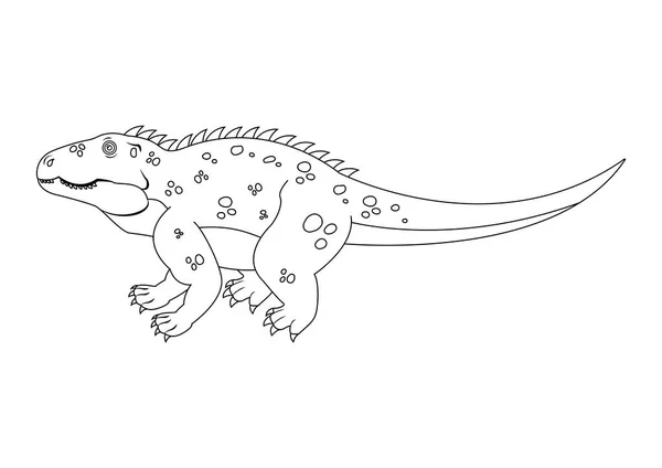 Black White Shansisuchus Dinosaur Cartoon Character Vector Desenho Para Colorir —  Vetores de Stock