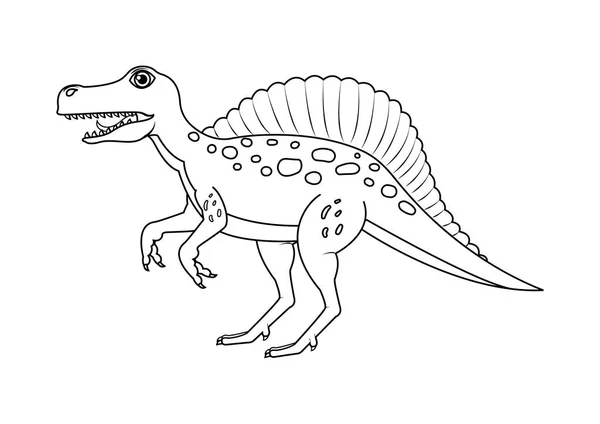 Black White Spinosaurus Dinosaurus Cartoon Character Vector Zbarvení Stránku Spinosaurus — Stockový vektor
