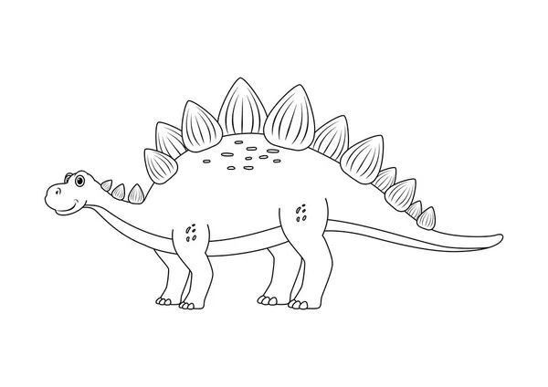 Black White Stegosaurus Dinosaur Cartoon Character Vector Coloring Page Stegosaurus — Stock Vector