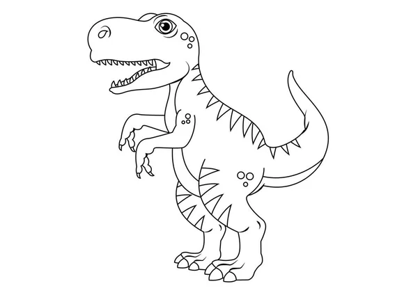 黒と白のTレックス恐竜漫画キャラクターベクター Tレックス恐竜の着色ページ — ストックベクタ