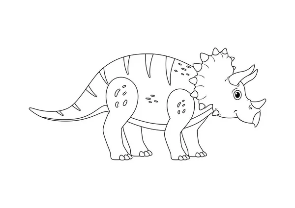 블랙과 화이트 Triceratops 캐릭터 트리케라톱스 공룡의 페이지 — 스톡 벡터
