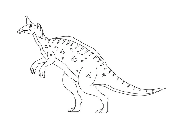 Black White Tsintaosaurus Dinosaur Cartoon Character Vector Coloring Page Tsintaosaurus — Stock Vector