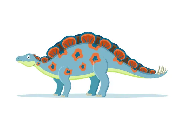 Wuerhosaurus Dinosaurus Cartoon Character Vector Illustration — Stockový vektor