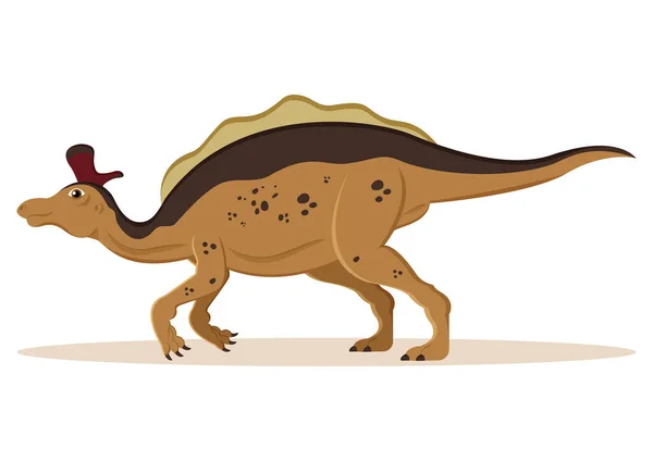 Illustrazione Vettoriale Del Personaggio Del Fumetto Del Dinosauro Lambeosaurus — Vettoriale Stock