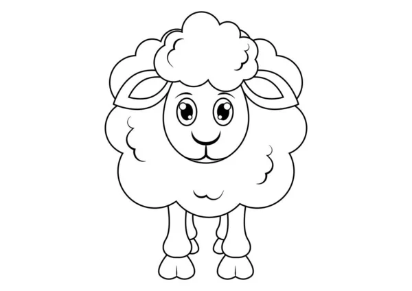 Black White Sheep Cartoon Character Vector Coloring Page Sheep — Stock Vector