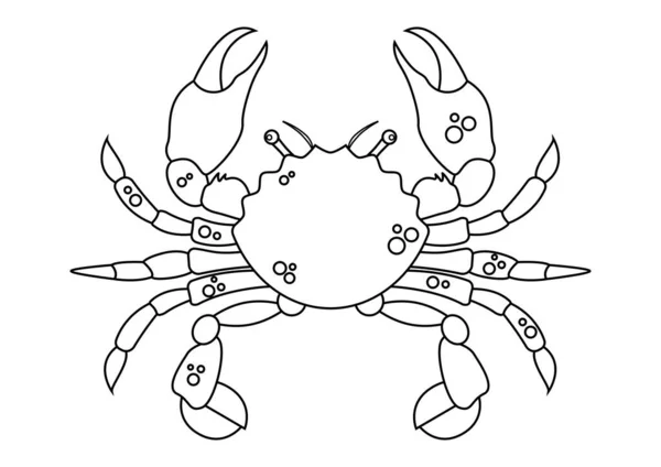 Coloring Page Crab Cartoon Character Big Claws Vector Black White — Stock Vector