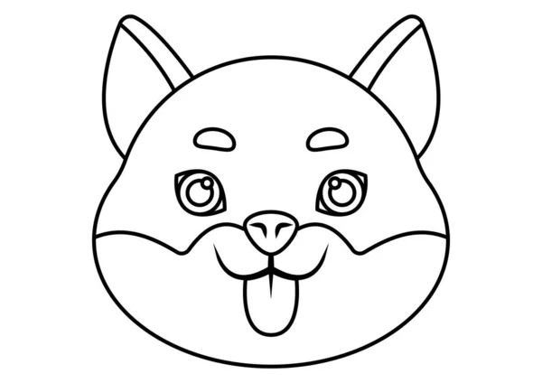 Desenho Para Colorir Cão Shiba Head Vector Illustration — Vetor de Stock