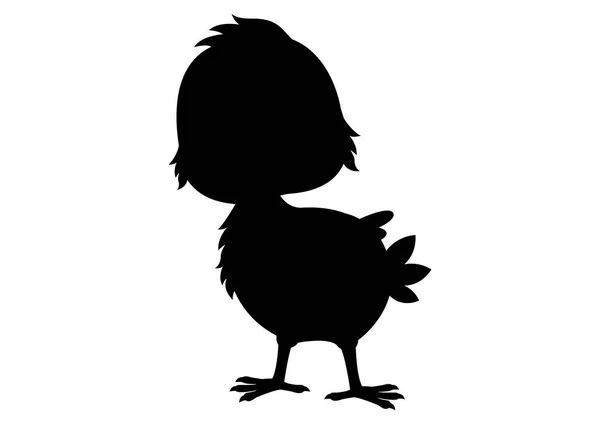 Baby Chicken Silhouette Vector Illustration White Background Black White Baby — Stock Vector