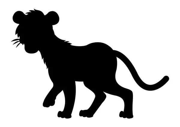 Tiger Silhouette Vektor Illustration Auf Weißem Hintergrund Schwarzer Und Weißer — Stockvektor