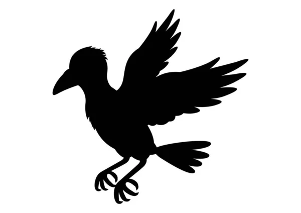Crow Silueta Vector Ilustración Sobre Fondo Blanco Cuervo Blanco Negro — Vector de stock