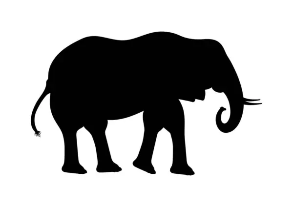Elephant Silhouet Vector Elephant Cartoon Karakter Vector Plat Ontwerp — Stockvector