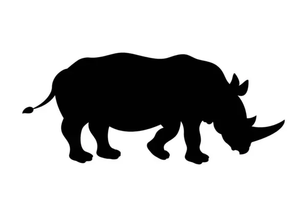 Rhinoceros Silhouette Vector Elefante Desenhos Animados Caráter Vetor Flat Design — Vetor de Stock