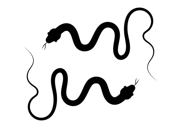 Φίδι Silhouette Διάνυσμα Επίπεδη Σχεδίαση Απομονώνονται Λευκό Φόντο — Διανυσματικό Αρχείο