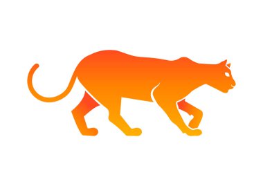 Beyaz Arkaplanda İzole Edilmiş Gradyan Panter Vektör Düz Tasarımı