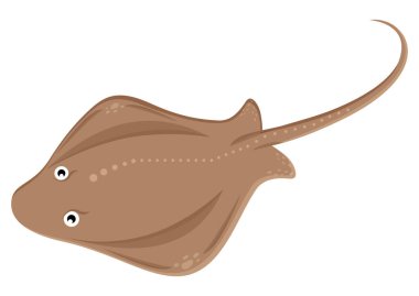 Ocean Stingray karakter clipart vektör çizimi beyaz arkaplanda izole