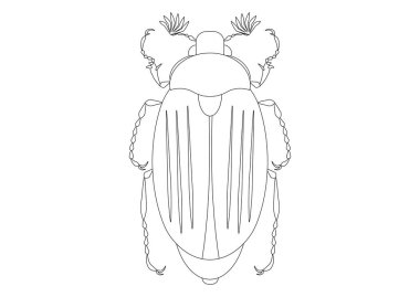 Siyah ve Beyaz Mayıs Böceği Clipart Vektörü Beyaz Arkaplanda izole edildi. Mayıs Böceğinin Renklendirme Sayfası