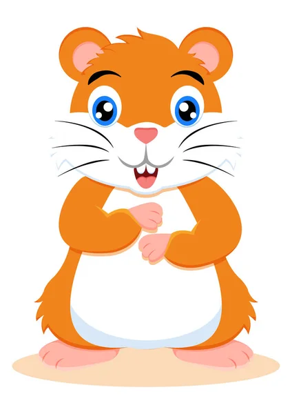 Nettes Lächeln Hamster Cartoon Charakter Vektor Illustration Auf Weißem Hintergrund — Stockvektor