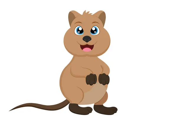 Quokka Bonito Animal Desenho Animado Personagem Vetor Ilustração Isolado Fundo — Vetor de Stock