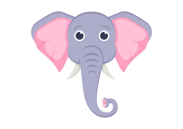 Elephant Gezicht Cartoon Karakter Vector Illustratie — Stockvector