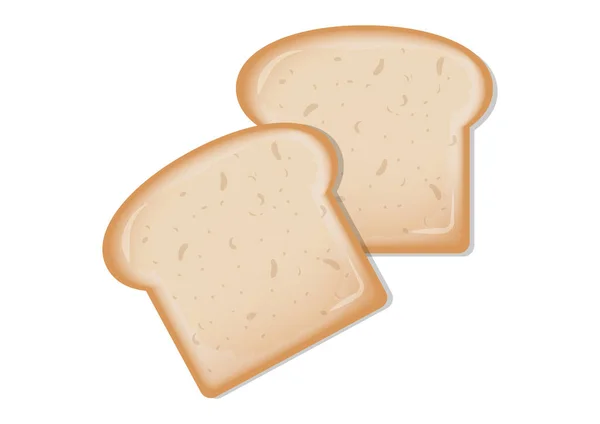 Two Slices Bread Vector Flat Design — Stock Vector