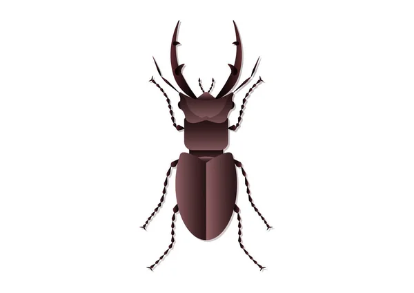Giant Stag Beetle Vector Art Isolado Fundo Branco — Vetor de Stock