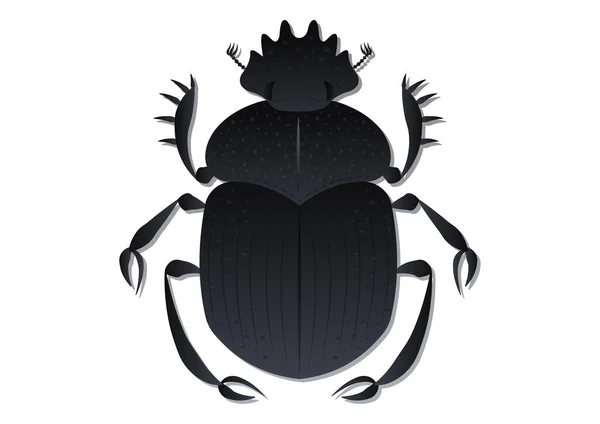 Scarab Dung Beetle Vector Art Geïsoleerd Witte Achtergrond — Stockvector