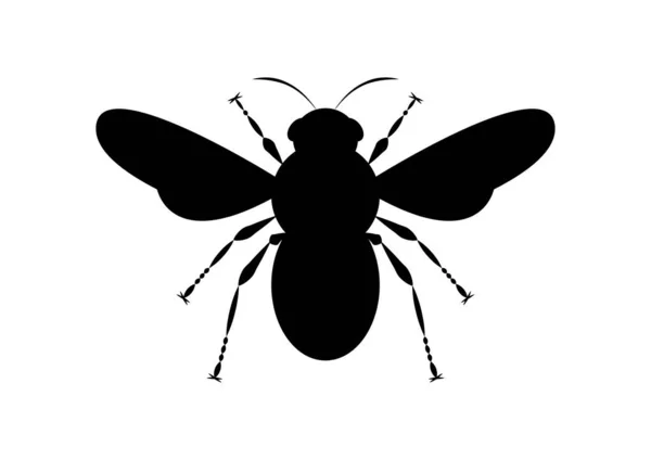 平面矢量中的黑白蜜蜂轮廓 — 图库矢量图片