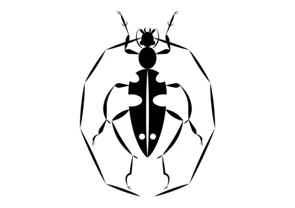 Zwarte Witte Kever Insect Met Giant Antenne Silhouet Clipart Vector — Stockvector