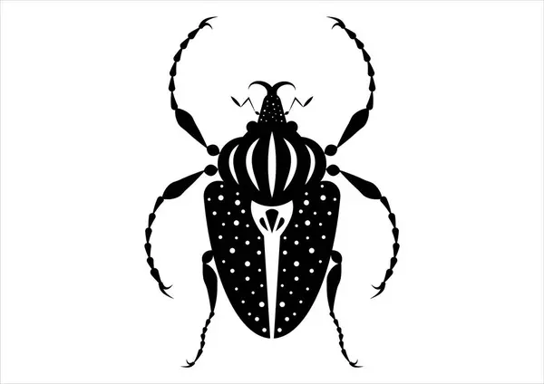 Black White Goliathus Regius Beetle Silhouette Flat Style Vector — Stock Vector
