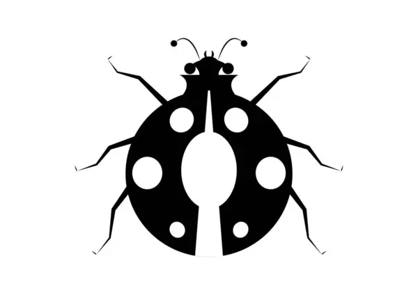 平面矢量中的黑白瓢虫轮廓 — 图库矢量图片
