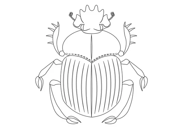 Black White Scarab Beetle Clipart Zbarvení Stránky Brouka Scarab — Stockový vektor
