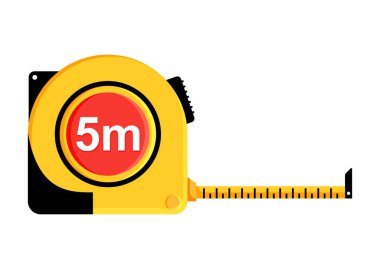 Teyp çalışma araçları ölçülüyor beyaz arkaplanda izole edilmiş vektör düz tasarımı