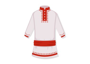 Geleneksel Elbiseler Beyaz Arkaplanda İzole Edilmiş Vector Düz Tasarımı