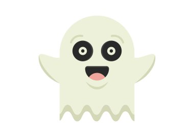 Hayalet Çizgi Filmi Karakter Vektör Düz Tasarımı beyaz arkaplan üzerinde izole