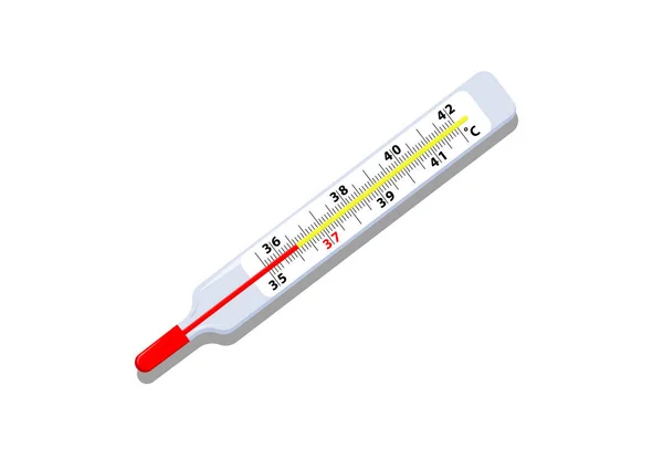 Termometr Medyczny Wektor Kreskówek Płaski Projekt Izolowany Białym Tle — Wektor stockowy