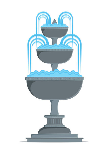 Park Water Fountain Vector Flat Design on White Background