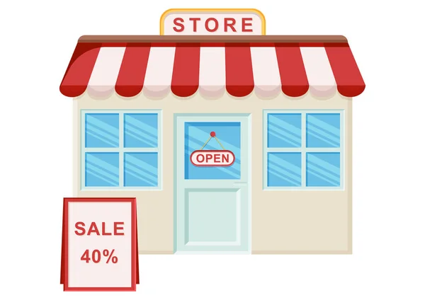 Store Facade Sale Discount Flat Design Shop Clipart Vector Illustration — Stock Vector