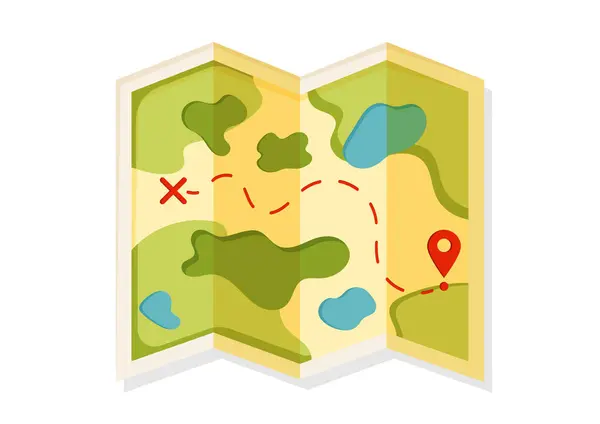 Turistická Mapa Oblasti Pro Orientaci Navigačního Vektoru Ilustrace — Stockový vektor