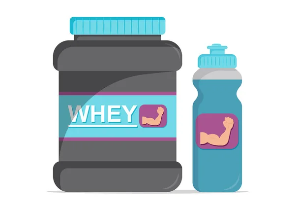 Whey Protein Drink Vector Illustration Whey Protein Bodybuilding Nutrition Isolated — Stock Vector