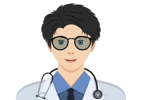 Portrait Docteur Personnage Clipart Vecteur Sur Fond Blanc — Image vectorielle