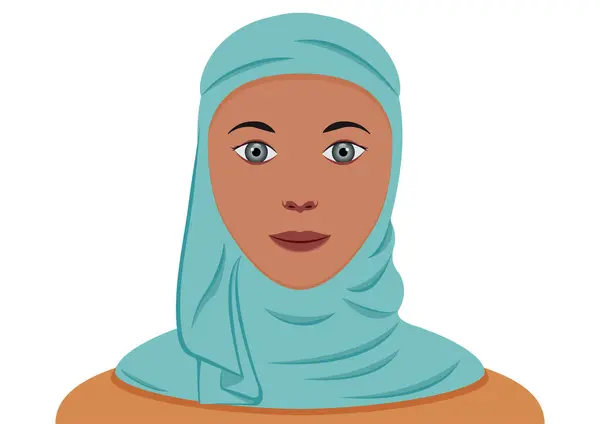 Muslimische Weibliche Charaktervektorillustration Isoliert Auf Weißem Hintergrund — Stockvektor