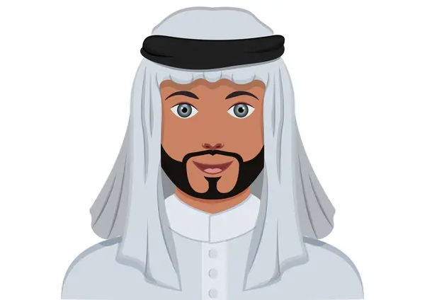 Ilustração Vetor Caráter Masculino Muçulmano Isolado Fundo Branco —  Vetores de Stock