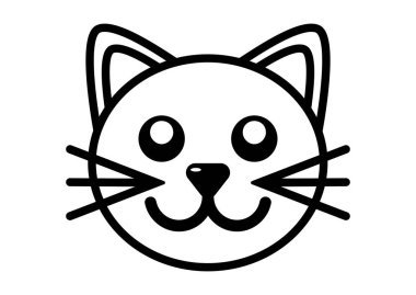 Kedi Başı Simgesi Vektör Düz Tasarımı