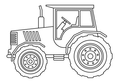 Siyah ve Beyaz Tarım Makinesi Traktörü Renklendirme Sayfaları için ideal