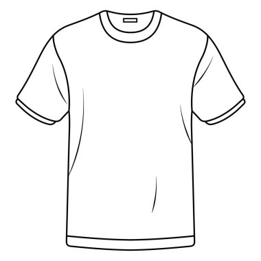 Siyah ve Beyaz Karikatür T-Shirt Vektör Düz Tasarımları, Beyaz Arkaplanda izole edilmiş renklendirme sayfaları için ideal