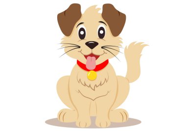 Beyaz Arkaplanda Yalıtılmış Şirin Çizgi Köpek Vektör Düz Tasarımları